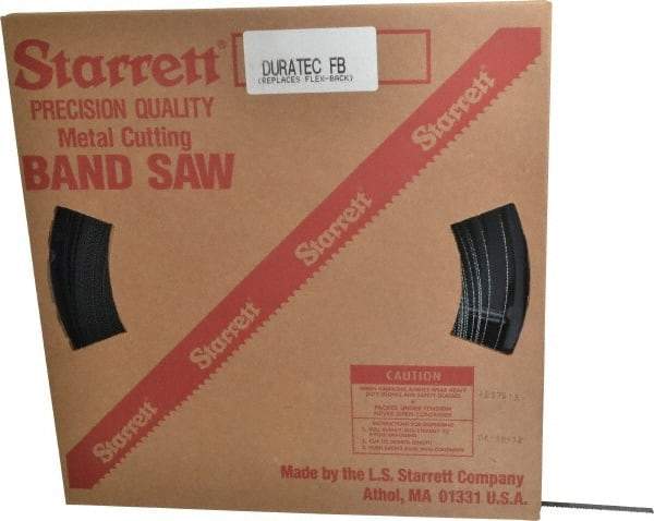 Starrett - 3/8" x 250' x 0.025" Carbon Steel Band Saw Blade Coil Stock - 10 TPI, Toothed Edge, Straight Form, Raker Set, Flexible Back, No Rake Angle, Constant Pitch, Contour Cutting - Makers Industrial Supply