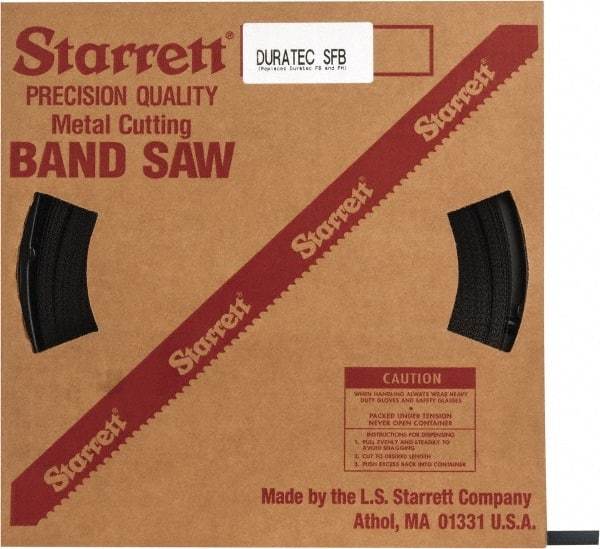 Starrett - 1/2" x 250' x 0.025" Carbon Steel Band Saw Blade Coil Stock - 14 TPI, Toothed Edge, Straight Form, Raker Set, Flexible Back, No Rake Angle, Constant Pitch, Contour Cutting - Makers Industrial Supply