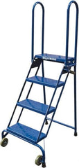 Ballymore - 65" 4 Step Ladder - Portable Folding Safety Ladder, 350 Lb Capacity, 40" Platform Height, 24" Base Width x 30" Base Depth, Perforated Tread - Makers Industrial Supply