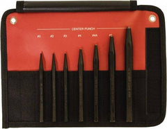 Mayhew - 7 Piece, 1/16 to 1/4", Center Punch Set - Hex Shank, Steel, Comes in Kit Bag - Makers Industrial Supply