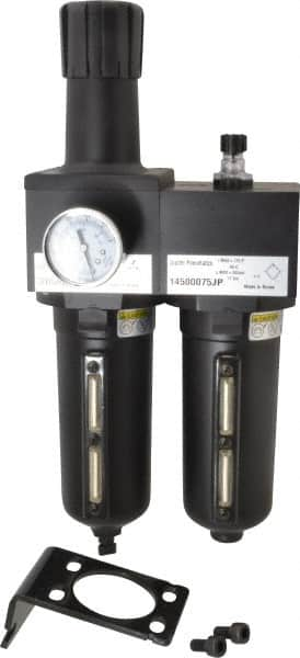 PRO-SOURCE - 3/4" NPT Port Heavy Duty 2 Piece Filter/Regulator-Lubricator FRL Unit - Metal Bowl, 270 SCFM, 250 Max psi, 15.95" High, Manual Drain - Makers Industrial Supply