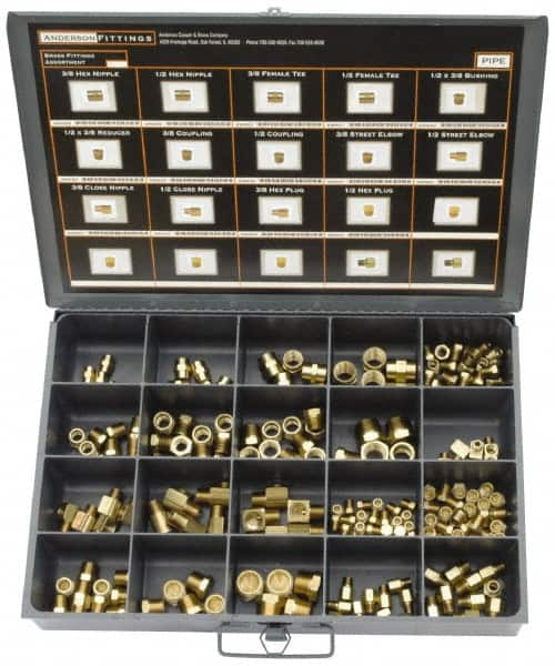 Cerro - 180 Piece, Compression Fitting Kit - 1/8 to 1/2 NPT, Mixed Tube Sizes - Makers Industrial Supply