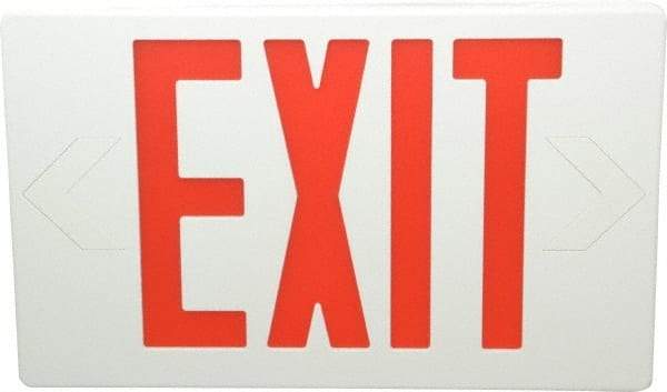 Mule - 1 Face, 5 Watt, White, Polycarbonate, LED, Illuminated Exit Sign - 120/277 VAC, Nickel Cadmium, Universal Mounted, 12 Inch Long x 1-1/2 Inch Wide x 7-1/2 Inch High - Makers Industrial Supply