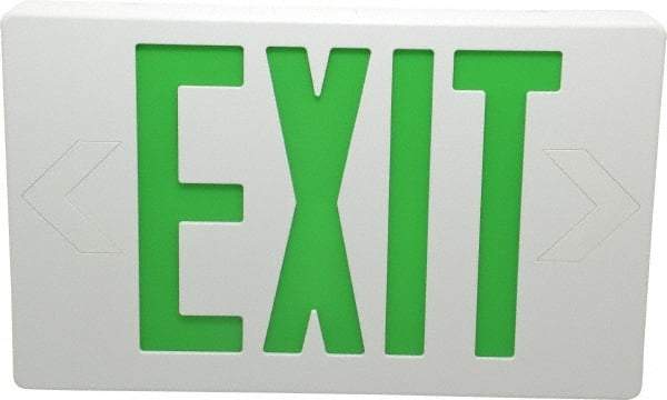 Mule - 1 Face, 5 Watt, White, Polycarbonate, LED, Illuminated Exit Sign - 120/277 VAC, Nickel Cadmium, Universal Mounted, 12 Inch Long x 1-1/2 Inch Wide x 7-1/2 Inch High - Makers Industrial Supply