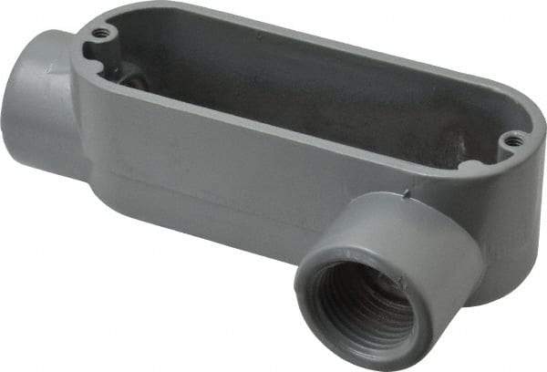 Thomas & Betts - LL Body, 1/2" Trade, IMC, Rigid Aluminum Conduit Body - Oval, 3-1/2" OAL, 4.3 cc Capacity, Gray - Makers Industrial Supply