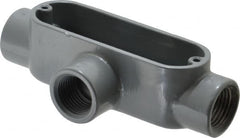 Thomas & Betts - T Body, 1/2" Trade, IMC, Rigid Aluminum Conduit Body - Oval, 4-3/8" OAL, 4.3 cc Capacity, Gray - Makers Industrial Supply