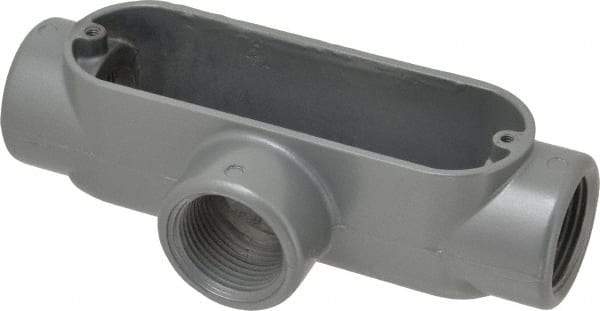 Thomas & Betts - T Body, 1" Trade, IMC, Rigid Aluminum Conduit Body - Oval, 5-15/16" OAL, 11.8 cc Capacity, Gray - Makers Industrial Supply