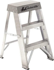 Louisville - 2 Steps, 2' High, Type IA Rating, Aluminum Step Ladder - 300 Lb Capacity, 16-5/8" Base Width - Makers Industrial Supply