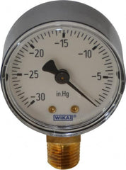 Wika - 2" Dial, 1/4 Thread, 30-0 Scale Range, Pressure Gauge - Lower Connection Mount, Accurate to 3-2-3% of Scale - Makers Industrial Supply