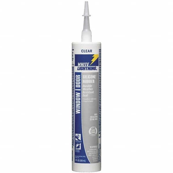 White Lightning - 10 oz Cartridge Clear RTV Silicone Joint Sealant - -80 to 450°F Operating Temp, 30 min Tack Free Dry Time, 24 hr Full Cure Time - Makers Industrial Supply