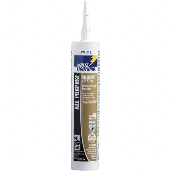 White Lightning - 10 oz Cartridge White RTV Silicone Caulk - 150°F Max Operating Temp - Makers Industrial Supply