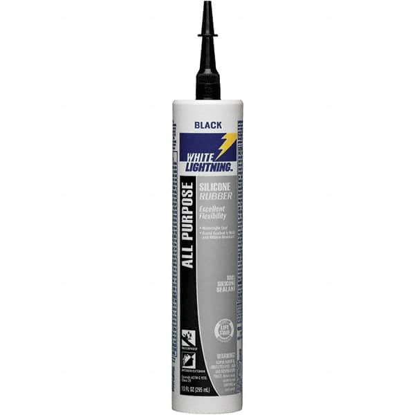 White Lightning - 10 oz Cartridge Black RTV Silicone Joint Sealant - -80 to 400°F Operating Temp, 30 min Tack Free Dry Time, 24 hr Full Cure Time - Makers Industrial Supply