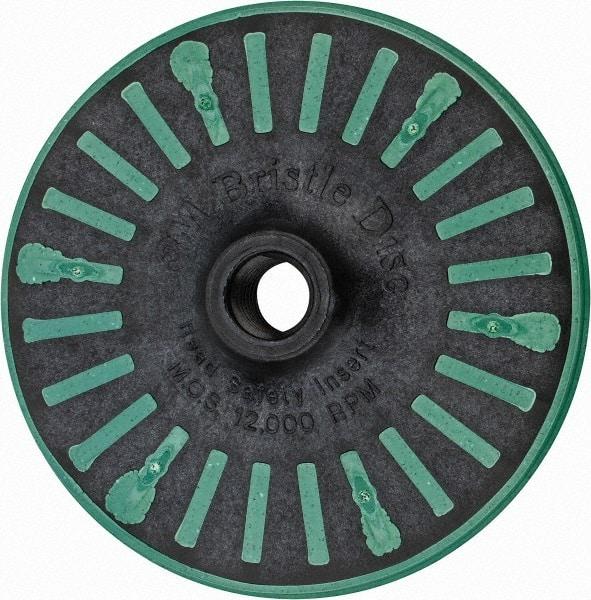 3M - 4-1/2" 50 Grit Ceramic Straight Disc Brush - Coarse Grade, Threaded Hole Connector, 3/4" Trim Length, 5/8-11 Threaded Arbor Hole - Makers Industrial Supply