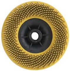 3M - 4-1/2" 80 Grit Ceramic Straight Disc Brush - Medium Grade, Threaded Hole Connector, 3/4" Trim Length, 5/8-11 Threaded Arbor Hole - Makers Industrial Supply