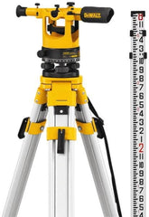 DeWALT - 20x Magnification, 5 to 200 Ft. Measuring Range, Transit Optical Level Kit - Accuracy 1/4 Inch at 100 Ft., Kit Includes Aluminum Tripod with Quick Adjust Legs - Makers Industrial Supply