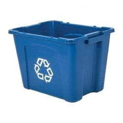 Rubbermaid - 14 Gal Blue Rectangle Recycling Container - Polyethylene, 14-3/4" High x 20-3/4" Long x 16" Wide - Makers Industrial Supply