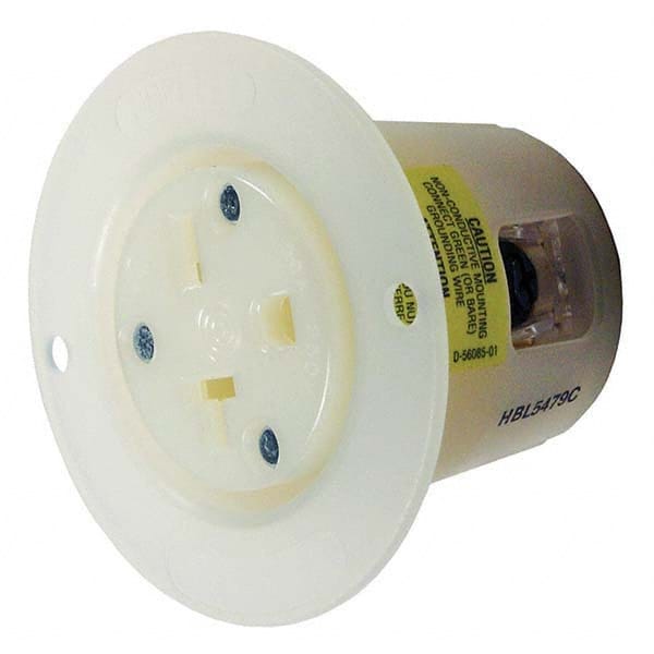 Hubbell Wiring Device-Kellems - 250V 20A NEMA 6-20R Commercial Grade White Straight Blade Flanged Receptacle - Makers Industrial Supply