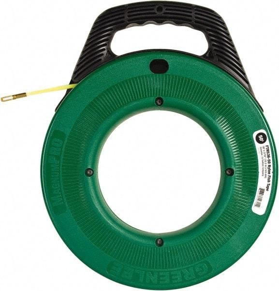 Greenlee - 50 Ft. Long x 3/16 Inch Wide, Nylon Fish Tape - 250 Lb. Pulling Strength, Includes Case - Makers Industrial Supply