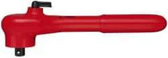 Knipex - 3/8" Drive Square Head Ratchet - Insulated Finish, 7-1/2" OAL, 24 Gear Teeth, Reversible Head - Makers Industrial Supply