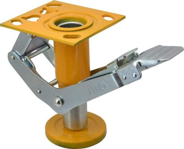 Albion - 7-1/2" Mounting Height, Position Floor Lock for 6" Diam Caster Wheels - 1-1/2" Retracted Clearance - Makers Industrial Supply