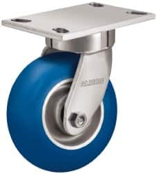 Albion - 5" Diam x 2" Wide x 6-1/2" OAH Top Plate Mount Swivel Caster - Neoprene, 600 Lb Capacity, Precision Sealed Bearing, 4 x 4-1/2" Plate - Makers Industrial Supply