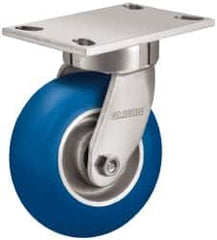 Albion - 6" Diam x 2" Wide x 7-1/4" OAH Top Plate Mount Swivel Caster - Neoprene, 700 Lb Capacity, Precision Sealed Bearing, 4 x 4-1/2" Plate - Makers Industrial Supply