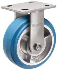 Albion - 6" Diam x 2" Wide x 7-1/4" OAH Top Plate Mount Rigid Caster - Neoprene, 700 Lb Capacity, Roller Bearing, 4 x 4-1/2" Plate - Makers Industrial Supply