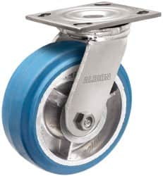 Albion - 6" Diam x 2" Wide x 7-1/4" OAH Top Plate Mount Swivel Caster - Neoprene, 700 Lb Capacity, Roller Bearing, 4 x 4-1/2" Plate - Makers Industrial Supply