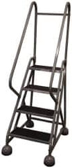 Cotterman - 42" 4 Step MasterStep Rolling Office Ladder - Assembled, 450 Lb Capacity, 36" Platform Height, 26" Base Width x 39" Base Depth, Rubber Matted - Makers Industrial Supply