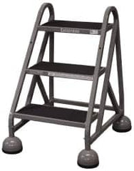 Cotterman - 33" 3 Step MasterStep Rolling Office Ladder - Assembled, 450 Lb Capacity, 27" Platform Height, 25" Base Width x 34" Base Depth, Rubber Matted - Makers Industrial Supply