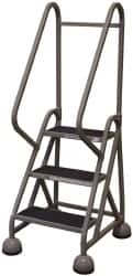 Cotterman - 33" 3 Step MasterStep Rolling Office Ladder - Assembled, 450 Lb Capacity, 27" Platform Height, 25" Base Width x 34" Base Depth, Rubber Matted - Makers Industrial Supply