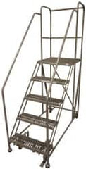 Cotterman - 86" 5 Step Rolling Work Platform - Assembled, 800 Lb Capacity, 50" Platform Height, 28" Base Width x 58" Base Depth, Serrated Steel - Makers Industrial Supply