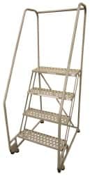 Cotterman - 80" 5 Step TiltNRoll Rolling Ladder - Assembled, 450 Lb Capacity, 50" Platform Height, 28" Base Width x 43" Base Depth, Perforated Tread - Makers Industrial Supply