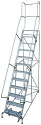 Cotterman - 162" 12 Step Rolling Warehouse Ladder - Knocked Down, 450 Lb Capacity, 120" Platform Height, 34" Base Width x 174" Base Depth, Perforated Tread - Makers Industrial Supply