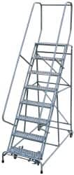 Cotterman - 110" 8 Step Rolling Warehouse Ladder - Assembled, 450 Lb Capacity, 80" Platform Height, 32" Base Width x 61" Base Depth, Perforated Tread - Makers Industrial Supply