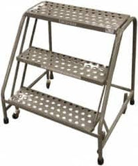 Cotterman - 30" 3 Step Rolling Warehouse Ladder - Assembled, 450 Lb Capacity, 30" Platform Height, 30" Base Width x 26" Base Depth, Perforated Tread - Makers Industrial Supply