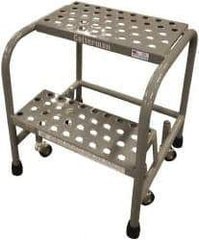 Cotterman - 20" 2 Step Rolling Warehouse Ladder - Assembled, 450 Lb Capacity, 20" Platform Height, 26" Base Width x 18" Base Depth, Perforated Tread - Makers Industrial Supply