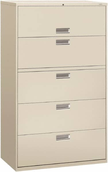 Hon - 42" Wide x 67" High x 19-1/4" Deep, 5 Drawer Roll-Out, Roll-Out Posting - Steel, Light Gray - Makers Industrial Supply