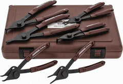 Paramount - 6 Piece, 3/8 to 1-3/4" Bore, 1/8 to 1-7/16" Shaft, Internal/External Retaining Ring Pliers Set - 0.038 to 0.07" Tip Diam Range - Makers Industrial Supply