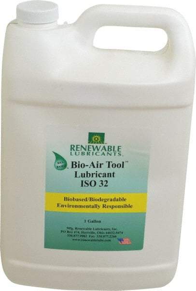 Renewable Lubricants - 1 Gal Bottle, ISO 32, Air Tool Oil - -22°F to 250°, 29.33 Viscosity (cSt) at 40°C, 7.34 Viscosity (cSt) at 100°C, Series Bio-Air - Makers Industrial Supply