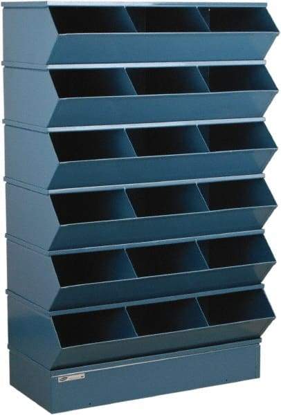 Stackbin - 6 Bin, Shelving Unit with Openings & Base - 37" Wide x 63" High - Makers Industrial Supply