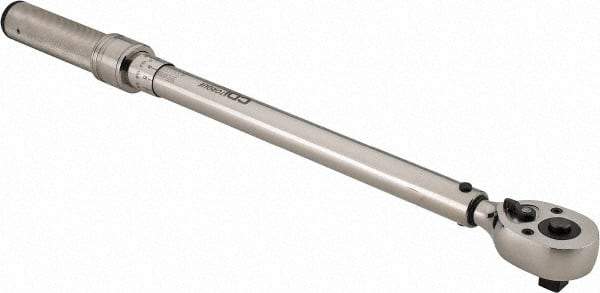 CDI - 1/2" Drive Micrometer Torque Wrench - 34 N/m to 197 N/m Torque, 19" OAL, 1.4 N/m Graduation, Pear Head - Makers Industrial Supply