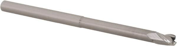 Accupro - 3/16", 3 Flute, Single End, Solid Carbide, 0.03" Corner Radius End Mill - 3" OAL, 30° Helix, Right Hand Flute, 9/32" LOC, Right Hand Cut, 1-1/2" Extended Reach - Makers Industrial Supply