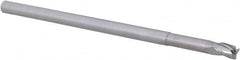 Accupro - 1/8", 3 Flute, Single End, Solid Carbide, 0.01" Corner Radius End Mill - 2-1/2" OAL, 30° Helix, Right Hand Flute, 3/16" LOC, Right Hand Cut, 5/8" Extended Reach - Makers Industrial Supply