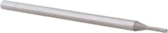 Accupro - 3/64", 3 Flute, Single End, Solid Carbide, 0.005" Corner Radius End Mill - 2-1/2" OAL, 30° Helix, Right Hand Flute, 0.07" LOC, Right Hand Cut, 1/4" Extended Reach - Makers Industrial Supply