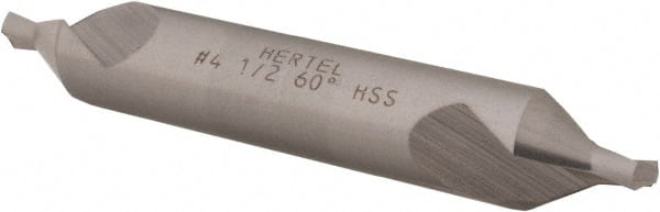 Hertel - #4-1/2 Plain Cut 60° Incl Angle High Speed Steel Combo Drill & Countersink - Makers Industrial Supply