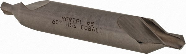 Hertel - #5 Plain Cut 60° Incl Angle Cobalt Combo Drill & Countersink - Makers Industrial Supply