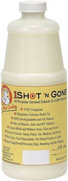 Bare Ground Solutions - 28oz of 1 Shot Graffiti Remover & Cleaner - 1 Shot Graffiti Remover is a 100% biodegradable and all-natural cleaner removes grease, spray paint, tar, markers and pencil from hard surfaces. - Makers Industrial Supply