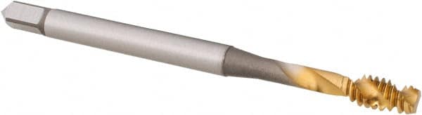 OSG - #10-24 UNC 2 Flute 2B Modified Bottoming Spiral Flute Tap - Vanadium High Speed Steel, TiN Finish, 70mm OAL, Right Hand Flute, Right Hand Thread, H3, Series 16450 - Makers Industrial Supply