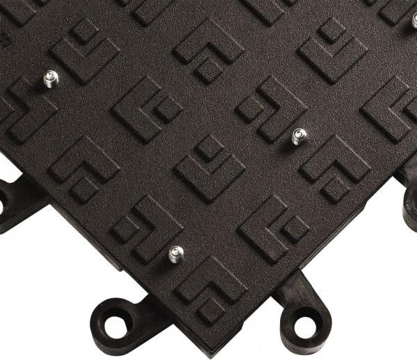 Wearwell - 18" Long x 18" Wide x 7/8" Thick, Anti-Fatigue Modular Matting Solid Grid - Male & Female, 4 Interlocking Sides, Black, For Dry Areas, Series 554 - Makers Industrial Supply